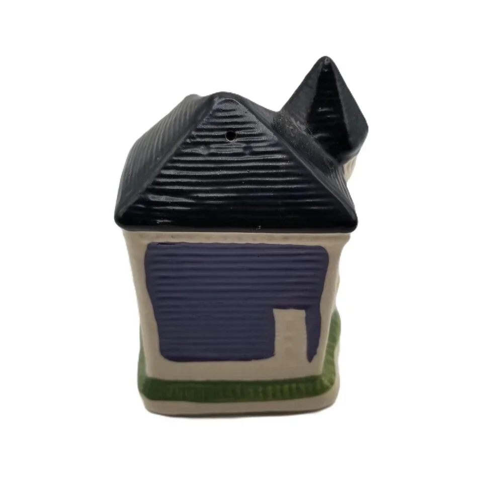 Ceramic Cottage House Salt Pepper Shakers Set Hand Painted Farmhouse Vintage